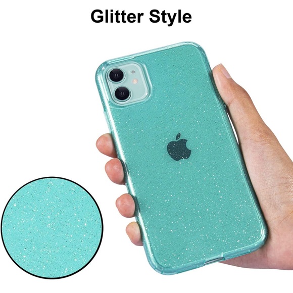 JJGoo iPhone 11 Case, GREEN GLITTER, Flexible Cases for Women Girls (6.1 inch) - Picture 3 of 7